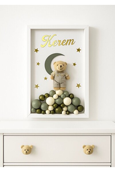 Bonika Çerçeveli Bubble Ayıcıklı Bebek Kapı Süsü - Hastane Kapı Süsü