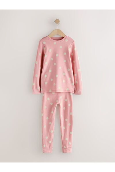Next Baby Cotton Pink Heart Patterned Pajamas 3-Piece Bottom Top Set