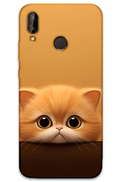 MRCİLETİSİM غطاء خلفي لهاتف هواوي P20 لايت بنمط HD مطبوع - قطة صفراء