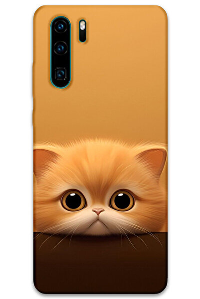 MRCİLETİSİM غطاء خلفي لهاتف هواوي P30 Pro بنمط HD مطبوع - قطة صفراء