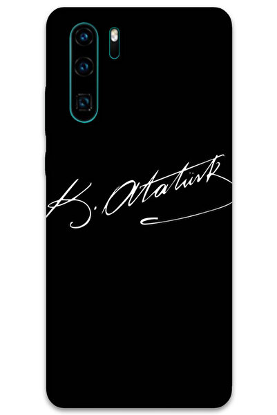 MRCİLETİSİM غطاء خلفي لهاتف هواوي P30 Pro بنمط HD مطبوع - توقيع أتاتورك