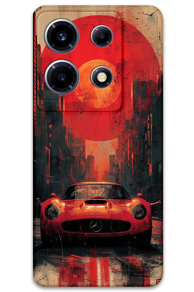 MRCİLETİSİM غطاء خلفي لهاتف انفينيكس نوت 30 VIP بنمط HD B مطبوع - مرسيدس حمراء