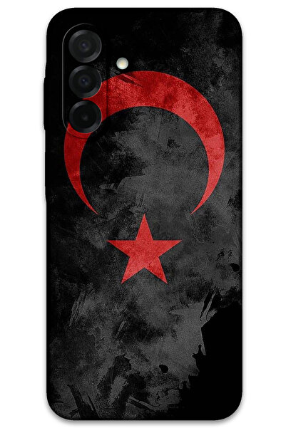 MRCİLETİSİM غطاء خلفي لهاتف سامسونج جالاكسي A17 بنمط HD مطبوع - علم أسود