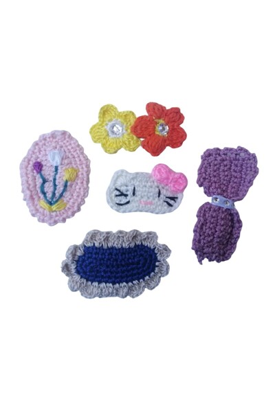 BUNILU Set 5 Clame Par pentru Fetite, crosetate handmade, bumbac