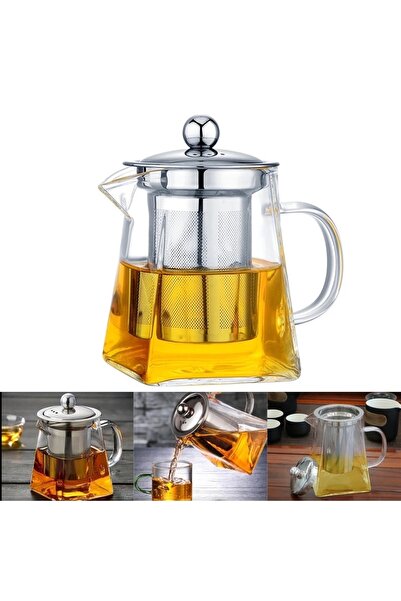 CÖDEL 550 Borosilikat Isıya Dayanıklı Cam Çaydanlık Cam Çaydanlık Çay Demlik ...
