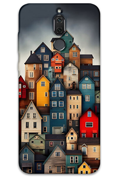 MRCİLETİSİM غطاء خلفي لهاتف هواوي ميت 10 لايت بنمط HD مطبوع - منازل ملونة