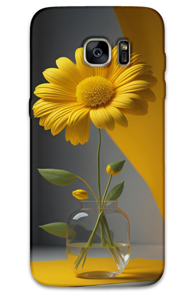 MRCİLETİSİM غطاء خلفي لهاتف سامسونج جالاكسي S7 إيدج بنمط HD مطبوع - زهرة الفانوس