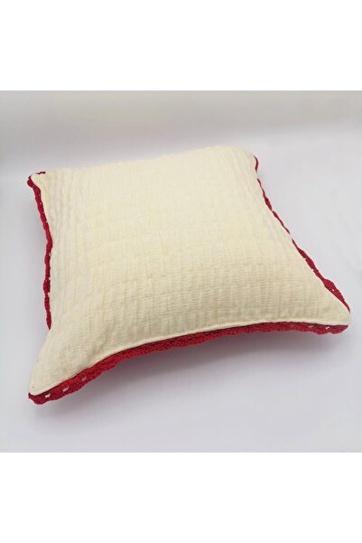 BUNILU Red hand crocheted pillowcase 42 x 42 cm