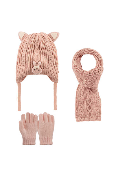 Kitti 1-4 Years Old Girl's 3-Piece Set Scarf, Beanie and Gloves Set