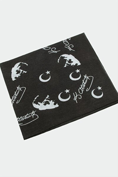 ZERO LAND Lvsqvr Moon Star Ataturk Patterned (12626) Bandana 50X50-Black
