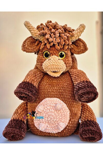 OEM Handmade Highland cow Backpack – Soft Plush Bag for Kids | Cute Crochet Backpack