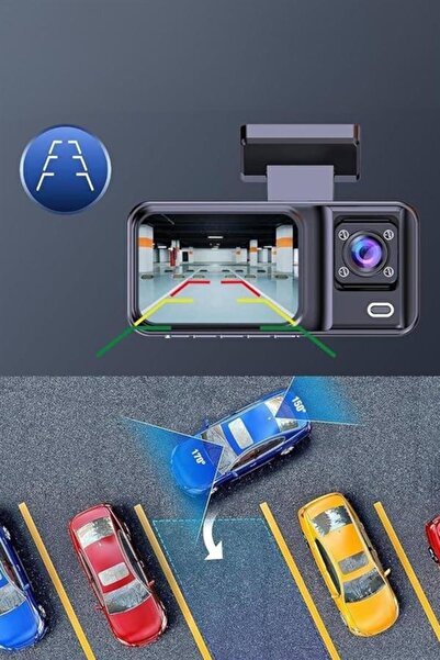 CT STONES شاشة 2 بوصة 1080P Full HD DVR داخل السيارة مع كاميرا أمامية وخلفية