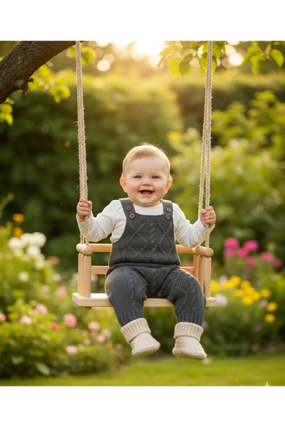 Nimini Kids Knitted Diamond Pattern Adjustable Strap Unisex Baby Thick Beret Salopet (3-18 Months)