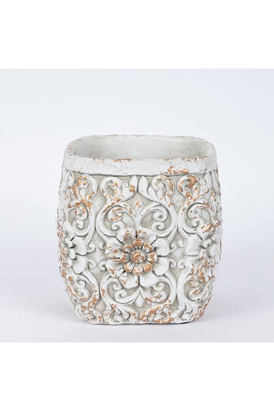 EUROLAMP Cement Planter 17.5×17.5×17.5 cm White