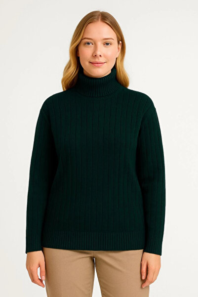 velmorafashion Fisherman Collar Knitted Sweater - Khaki-Vlmr