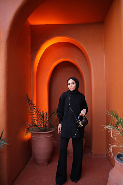 Kirazca Butik Women's Soft Stone Embroidered Standard Size Hijab Suit