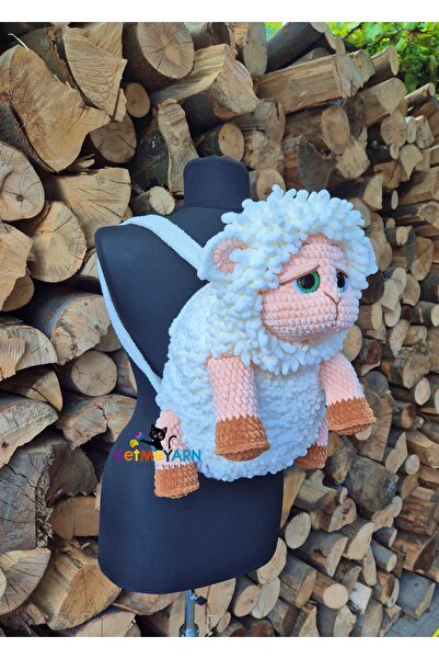 OEM Rucsac croșetat drăguț, realizat manual din oaie – Geantă moale de pluș pentru copii | Rucsac drăguț croșe