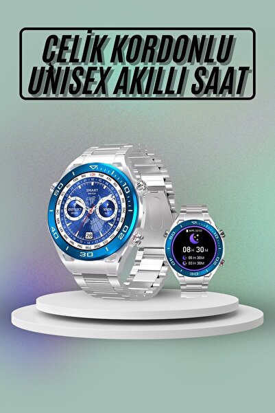 Magne Akıllı Saat Çelik Kordonlu Amoled Ekran Android ve İOS Uyumlu Çağrı Cev...