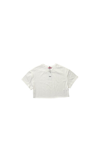Beshora Fiora White Crop Basic T-Shirt
