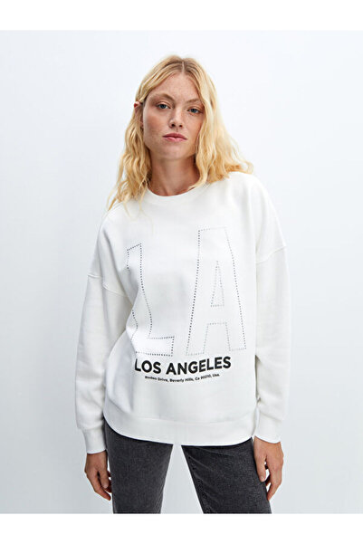 LC Waikiki Дамски дебел суитшърт с щампа и кръгло деколте