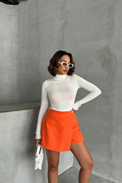 bacc Orange 2 Button Cashmere Fabric Shorts Skirt Bchn-2526414