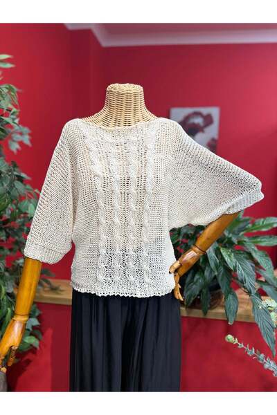 Yılday Gür Butik Simli Beyaz Saç Örgü Triko