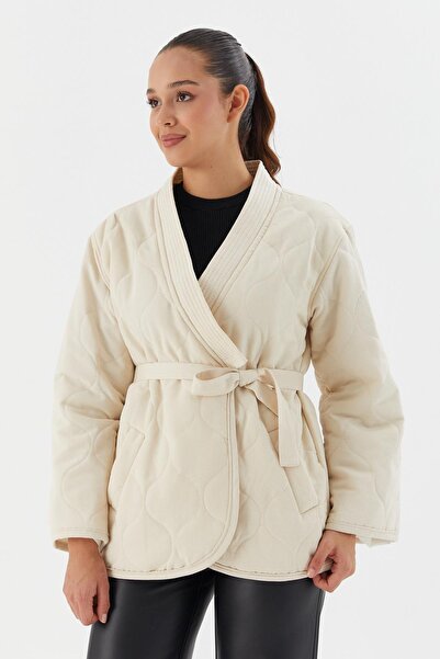 Shopping Shop Jachetă matlasată cu curea în talie BEJ