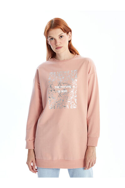 LC Waikiki Γυναικείο φούτερ τουνίκ με στάμπα με λαιμόκοψη