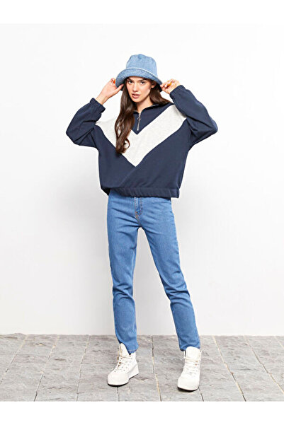 LC Waikiki Stand Collar Color Block Long Sleeve Women's Sweatshirt