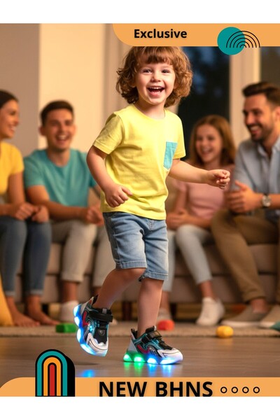BHNS Lightweight LED light-up sports shoes for children, suitable for girls and boys. These stylish shoes feature light-up elements.