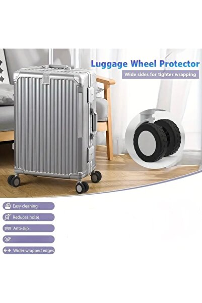 AURİZEX Valiz Tekerlek Koruyucu Silikon Gürültü Azaltıcı, Kaymaz, Zemini Çizmez hijyenik Siyah 8 adet