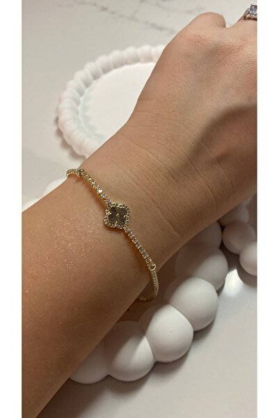 FASHİON JEWELRY Çelik Gold Yonca Bileklik