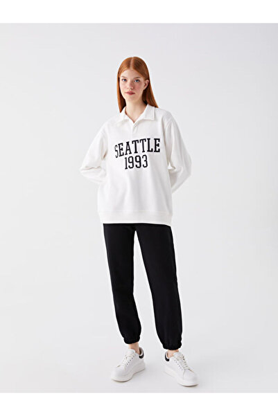 LC Waikiki Polo Neck Printed Women's Thick Sweatshirt