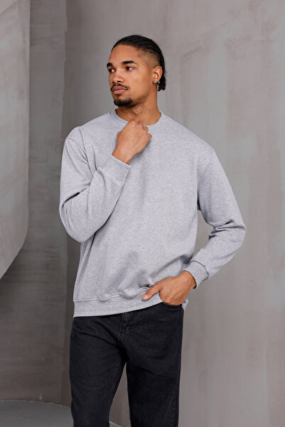 DARK MODA Men's Basic Crew Neck Sweatshirt