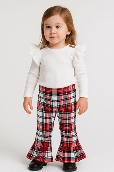 Oz Baby Flared Baby Girl Cotton Suit 1-3 Years Old Plaid Cotton Stylish Children's Outfit