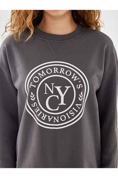 LC Waikiki Crew Neck Printed Oversize Women's Sweatshirt