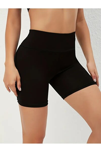CRNSSWİMWEAR Women's Black High Waist Shaping / Sculpting Corseted No Show Underneath Sports Short Shorts Leggings