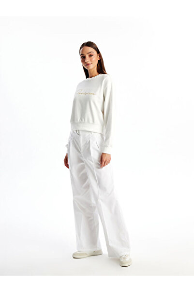 LC Waikiki Crew Neck Embroidered Oversize Women's Sweatshirt