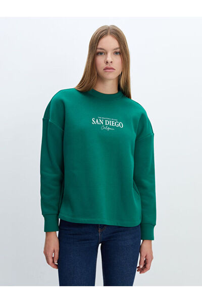 LC Waikiki طاقم الرقبة المطبوعة المعتاد البلوز المرأة سميكة