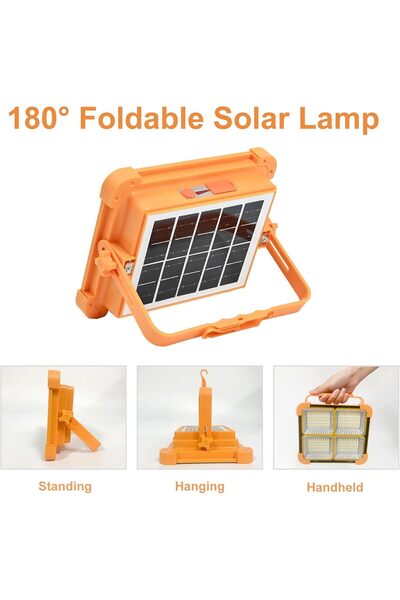 Generic Solar Powered Portable LED Flood Light USB Rechargeable Outdoor Camping Lamp