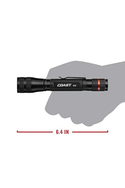 Coast G32 LED Flashlight with adjustable focus, 465 lumens, 2 light modes, water/dust/impact resista