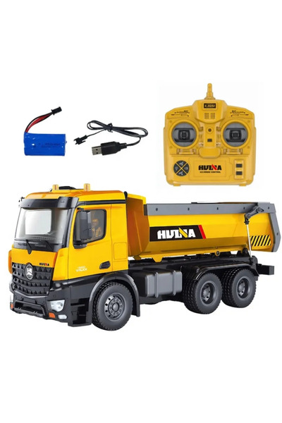 FELİTE Kumandalı Damperi Kumandadan Açıp-Kapatma Şarjlı Farları Yanan Motor Sesli Büyük Boy Kamyon Oyuncak
