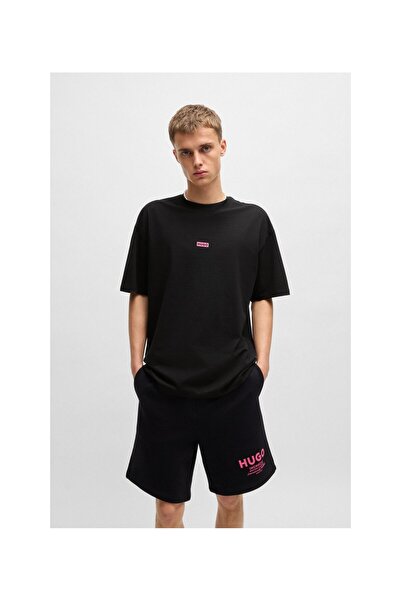 HUGO Logo Tasarimli Pamuklu Bol Kesim Penye Tisört