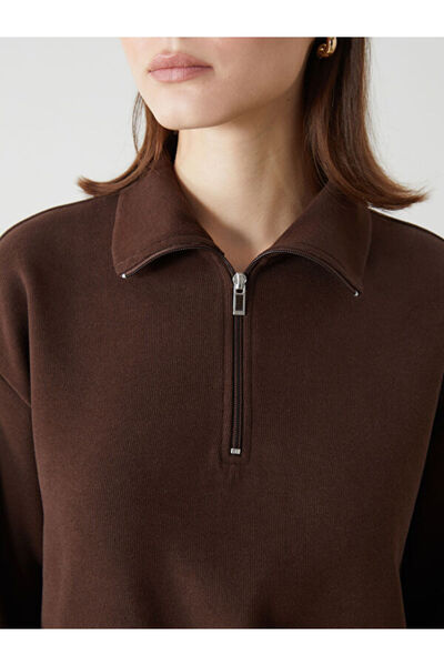 LC Waikiki Stand Collar Women's Zippered Sweatshirt