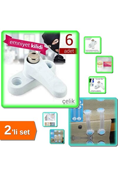 HerEveOyuncak Çelik Pvc Kapı - Pencere Emniyet Kilidi 6 Adet + Çocuk Güvenlik...