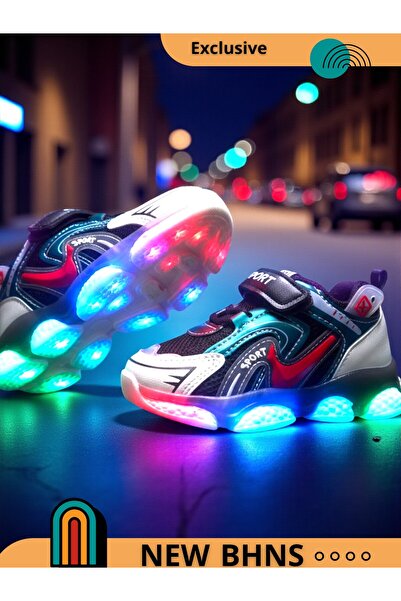 BHNS Lightweight LED light-up sports shoes for children, suitable for girls and boys. These stylish shoes feature light-up elements.