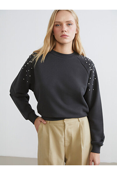 LC Waikiki Γυναικείο φούτερ Peak New Season Crew Neck Stoned oversized