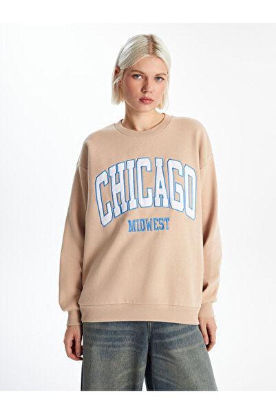 LC Waikiki طاقم الرقبة المطبوعة المعتاد البلوز المرأة سميكة