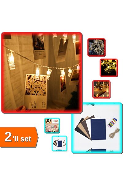 HerEveOyuncak İpli Mandallı Fotoğraf Albümü + 20li Işıklı Mandallı Fotoğraf A...