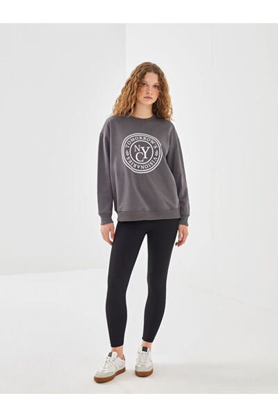 LC Waikiki Crew Neck Printed Oversize Women's Sweatshirt
